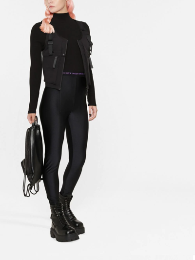 Shop Versace Jeans Couture Logo-waistband Stretch Leggings In Schwarz