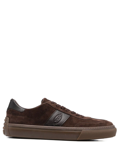 Shop Tod's Logo-patch Low-top Sneakers In Braun