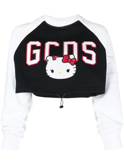Shop Gcds Hello Kitty Cropped Sweatshirt In Schwarz