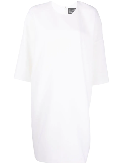 Shop Gianluca Capannolo Anne Three-quarter Sleeve Wool Dress In Weiss