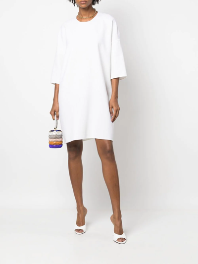 Gianluca Capannolo Anne Three-quarter Sleeve Wool Dress In Weiss