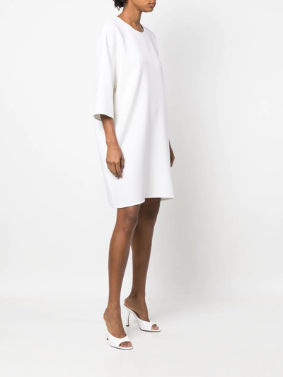 Shop Gianluca Capannolo Anne Three-quarter Sleeve Wool Dress In Weiss