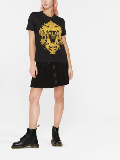 Shop Versace Jeans Couture Baroque-print T-shirt In Schwarz