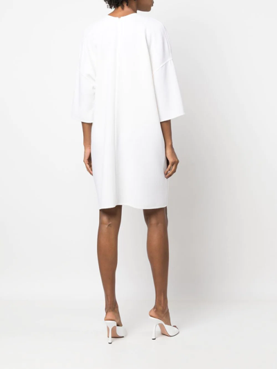 Shop Gianluca Capannolo Anne Three-quarter Sleeve Wool Dress In Weiss