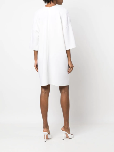 Gianluca Capannolo Anne Three-quarter Sleeve Wool Dress In Weiss