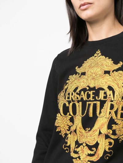 Shop Versace Jeans Couture Baroque-print Jumper In Schwarz