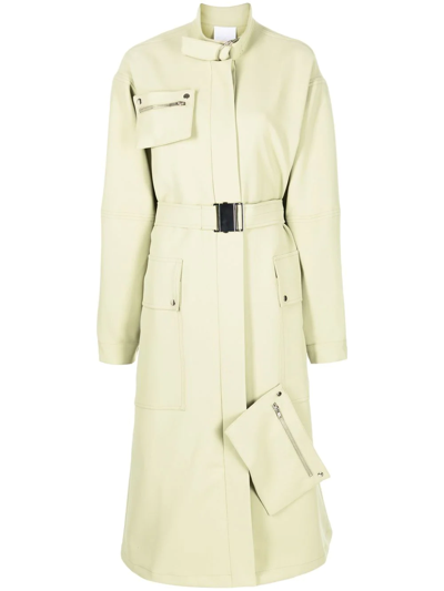 Shop Paris Georgia Belted Wide-sleeve Trench Coat In Grün