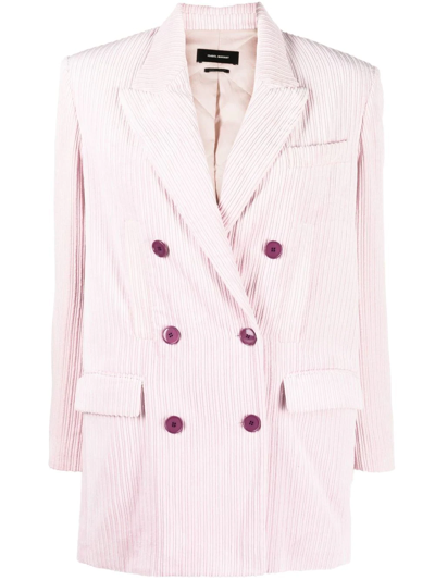 Shop Isabel Marant Corduroy Double-breasted Blazer In Rosa