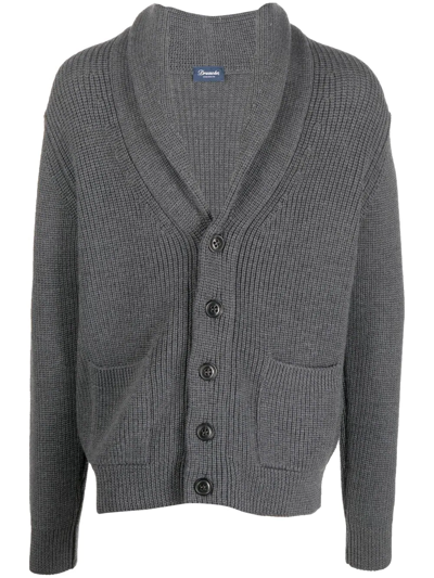 Drumohr Knitted Merino Wool Cardigan In Grau