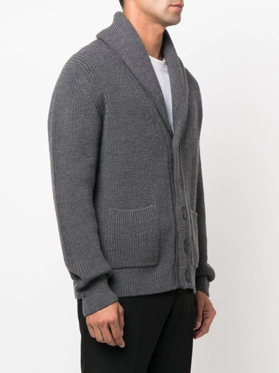Drumohr Knitted Merino Wool Cardigan In Grau