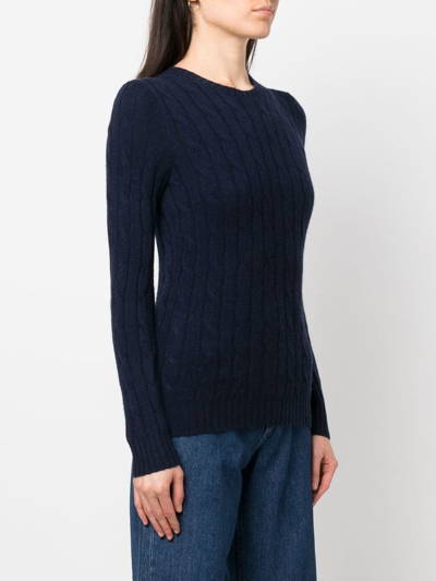 Polo Ralph Lauren Womens Hunter Navy Cable-knit Round-neck Cashmere Jumper In Blau