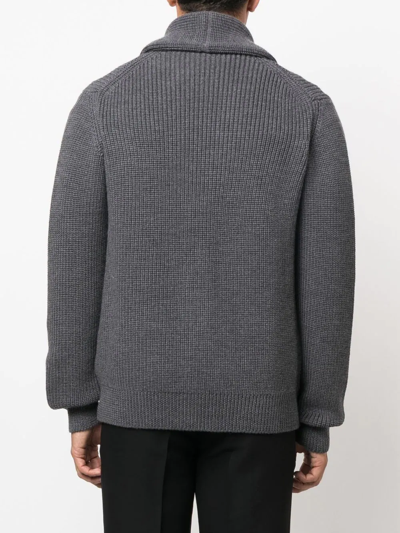 Drumohr Knitted Merino Wool Cardigan In Grau