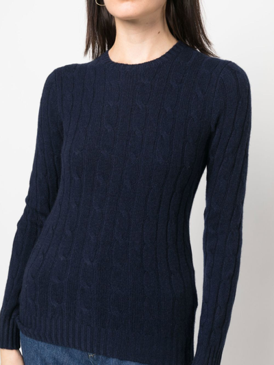 Polo Ralph Lauren Womens Hunter Navy Cable-knit Round-neck Cashmere Jumper In Blau