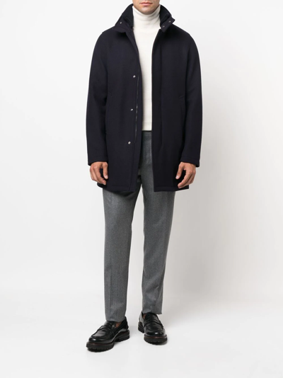 Herno Single-breasted Fitted Coat In Blau