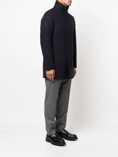 Herno Single-breasted Fitted Coat In Blau