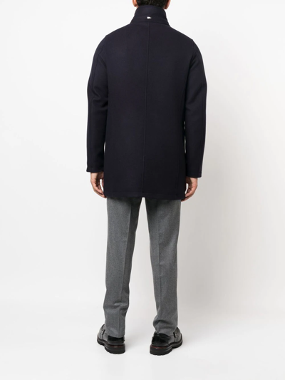 Herno Single-breasted Fitted Coat In Blau
