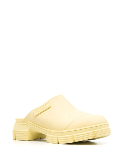 Ganni Yellow Recycled Rubber Retro Mules In Gelb