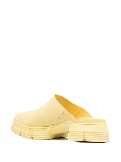Ganni Yellow Recycled Rubber Retro Mules In Gelb