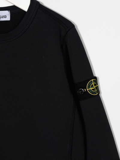 Stone Island Logo-patch Crewneck Sweatshirt In Blau