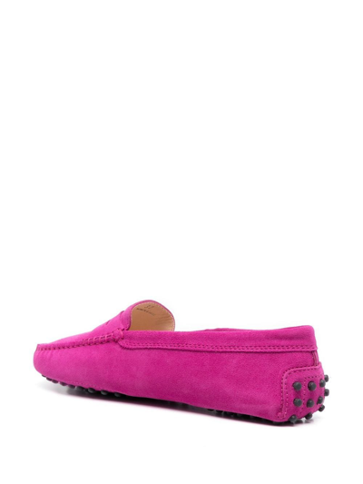 Shop Tod's Gommino Suede Loafers In Rosa
