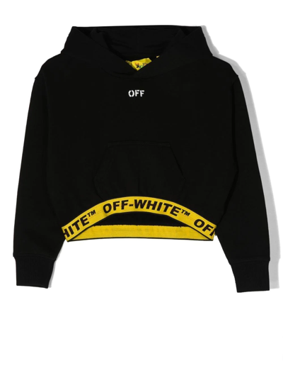 Shop Off-white Logo-band Cropped Hoodie In Schwarz