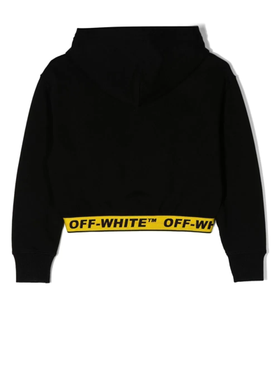 Shop Off-white Logo-band Cropped Hoodie In Schwarz