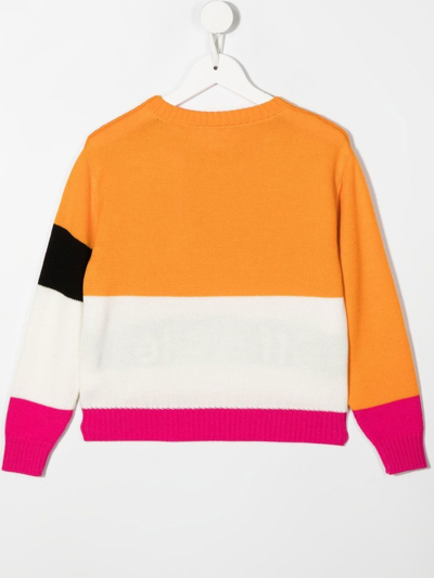 Off-white Colour-blocked Logo Jumper In Orange