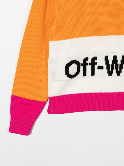 Shop Off-white Colour-blocked Logo Jumper In Orange
