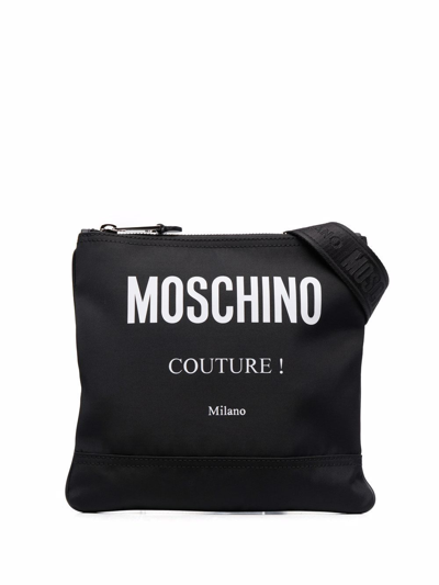 Shop Moschino Men's  Black Fabric Messenger Bag