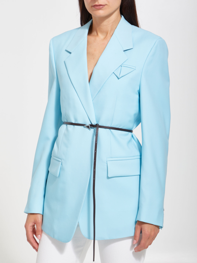 Shop Bottega Veneta Oversized Lightblue Jacket In Celeste