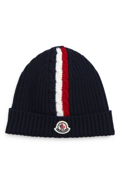 navy blue moncler beanie