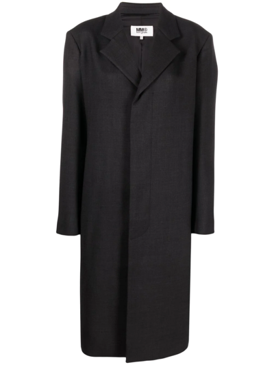 Shop Mm6 Maison Margiela Single-breasted Tailored Coat In Black