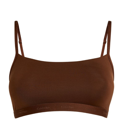Shop Calvin Klein Form To Body Unlined Bralette In Brown