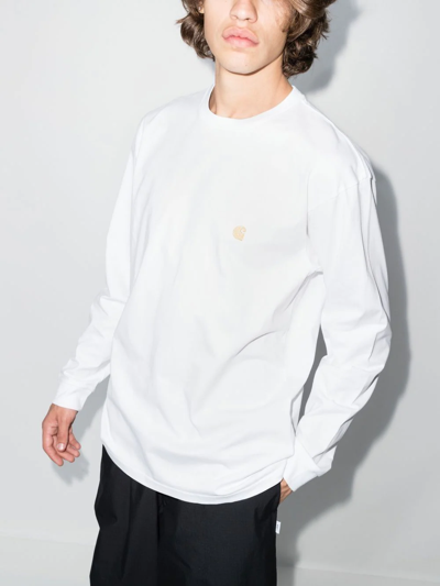 Carhartt Long Sleeve Chase T-shirt In Weiss