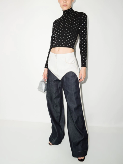 Shop Alexander Wang Crystal Logo Crop Top In Schwarz