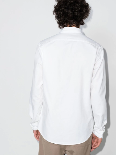 Shop Sunspel Casual Button-front Long-sleeve Shirt In Weiss