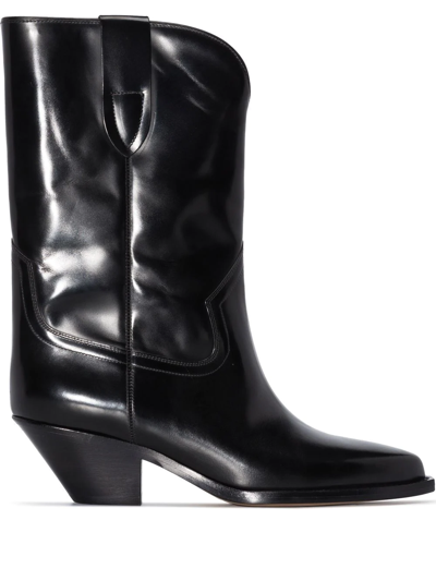 Shop Isabel Marant Dahope Leather Boots In Black