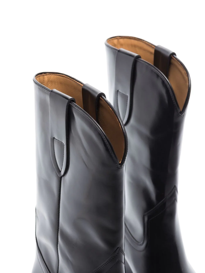 Isabel Marant Leyane Texan Ankle Boots In Black Leather In Black