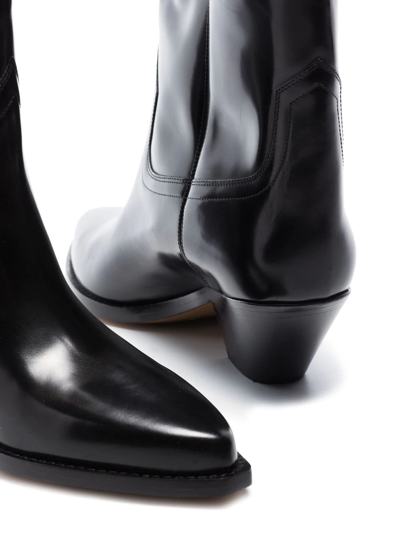 Isabel Marant Leyane Texan Ankle Boots In Black Leather In Black