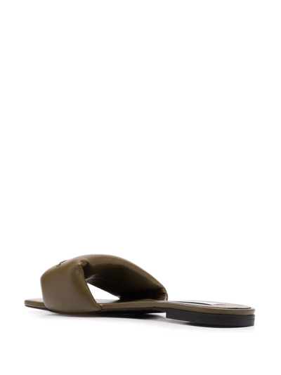 Shop Stella Mccartney Signature Flat Sandals In Green