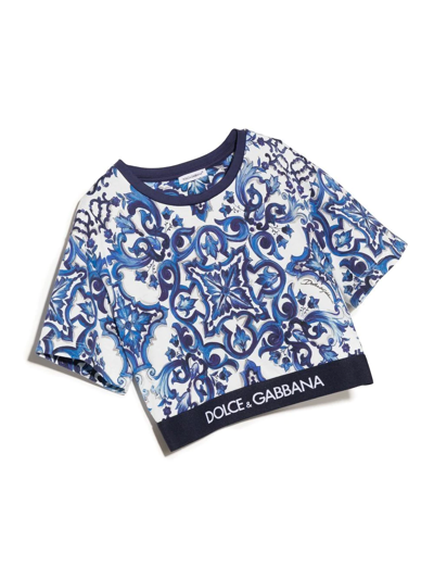 Dolce & Gabbana White Majolica Print Cotton T-shirt In Weiss