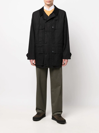 Shop Mackintosh Country Waxed Cotton Coat In Black