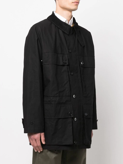 Shop Mackintosh Country Waxed Cotton Coat In Black