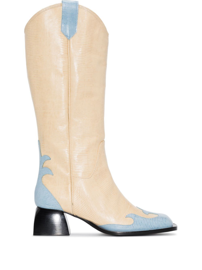 Shop Nodaleto Bulla Jane Leather Cowboy Boots In Nude