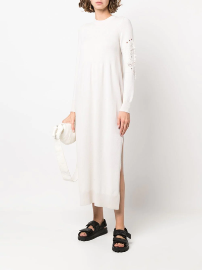 Shop Barrie Knitted Cashmere Dress In Neutrals