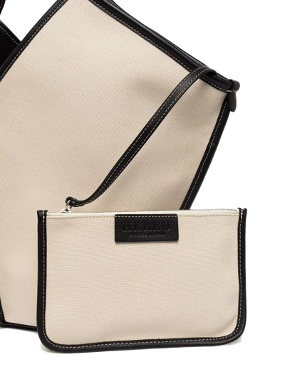 Shop Hereu Panelled Leather Tote Bag In White
