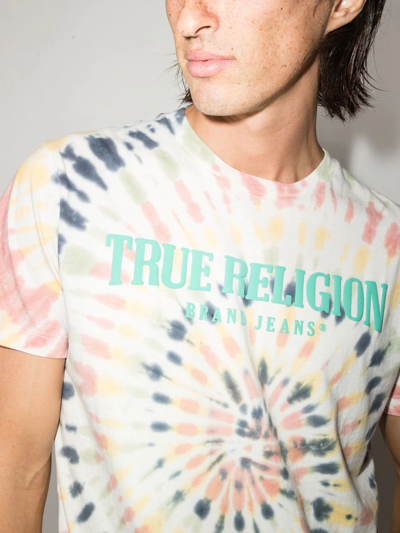 Shop True Religion Tie-dye Logo-print T-shirt In Nude
