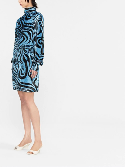 Shop Philosophy Di Lorenzo Serafini Abstract-print Velvet Dress In Blau