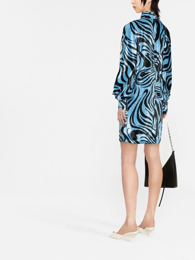 Shop Philosophy Di Lorenzo Serafini Abstract-print Velvet Dress In Blau