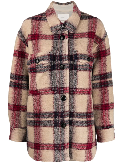 Shop Isabel Marant Étoile Harveli Checked Button-fastening Coat In Nude